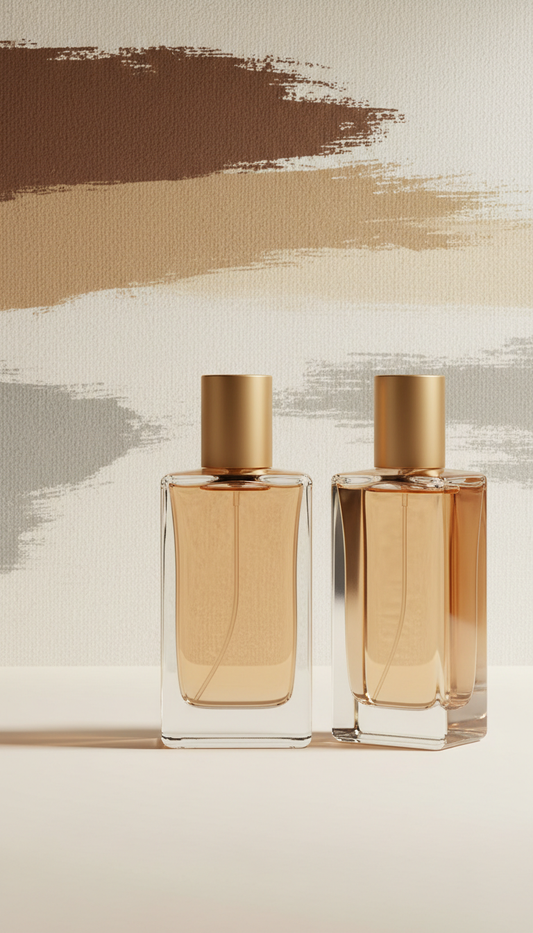 Modern amber eau de parfum bottle